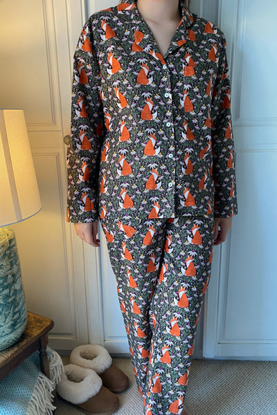 Fox print organic cotton pyjamas trousers & shirt