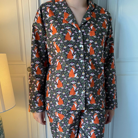 Fox print organic cotton pyjamas trousers & shirt