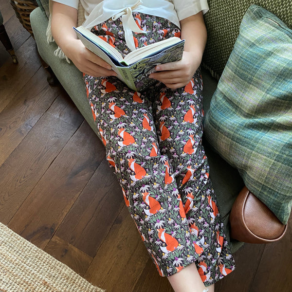 Fox print organic cotton pyjama trousers