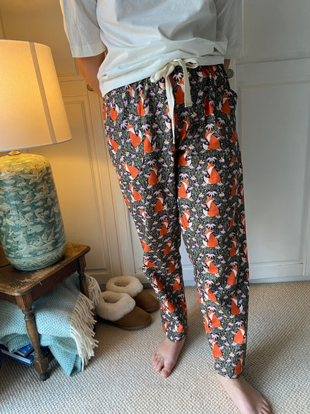 Fox print organic cotton pyjama trousers