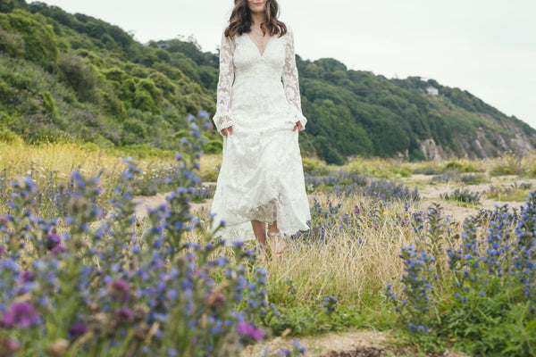 'Willow' flared sleeve lace bridal dress