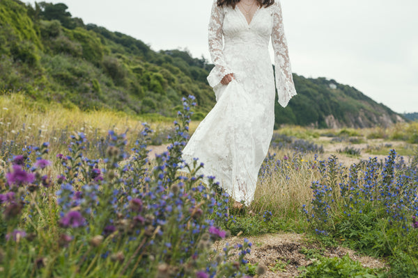 'Willow' flared sleeve lace bridal dress