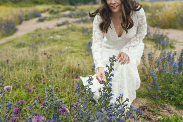 'Willow' flared sleeve lace bridal dress