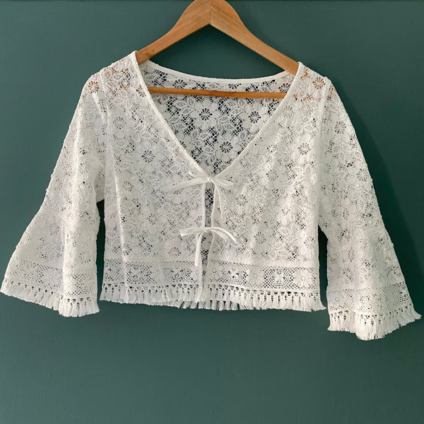 Tie front lace top