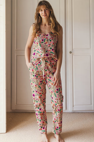 Flowers & leaves set - pyjama trousers & cami