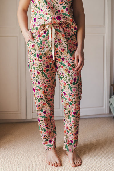 Flowers & leaves set - pyjama trousers & cami