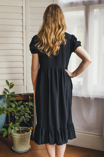 Libby crinkle cotton tie front dress