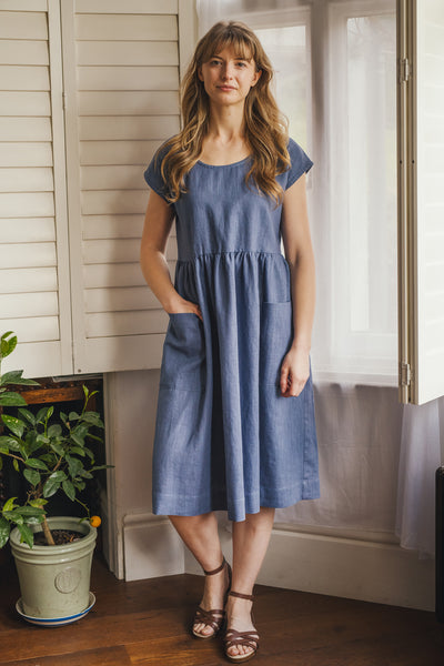 Marlin blue linen dress