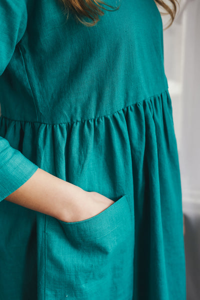 Sadie aqua linen dress