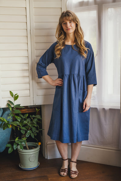 Sadie blue linen dress