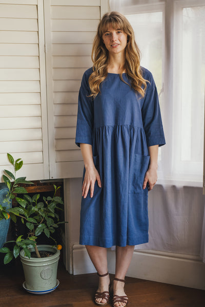 Sadie blue linen dress