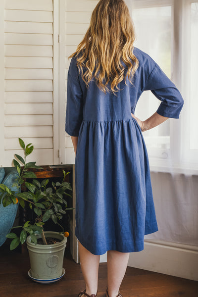 Sadie blue linen dress