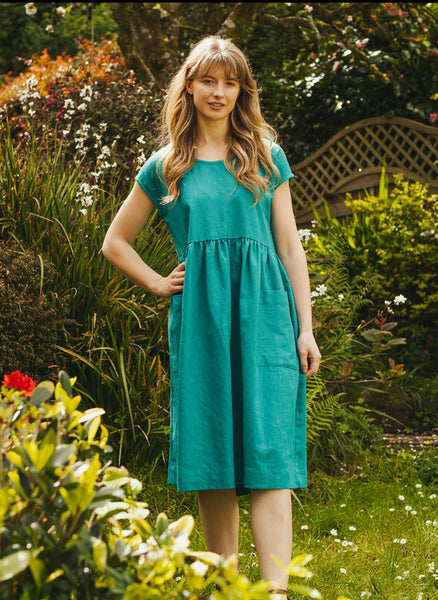 Marlin aqua linen dress