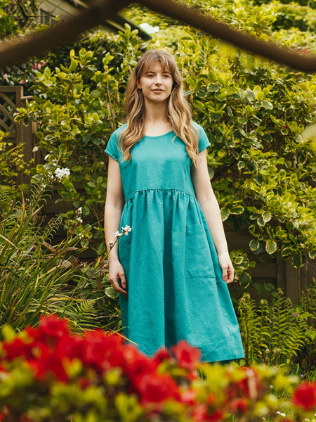 Marlin aqua linen dress