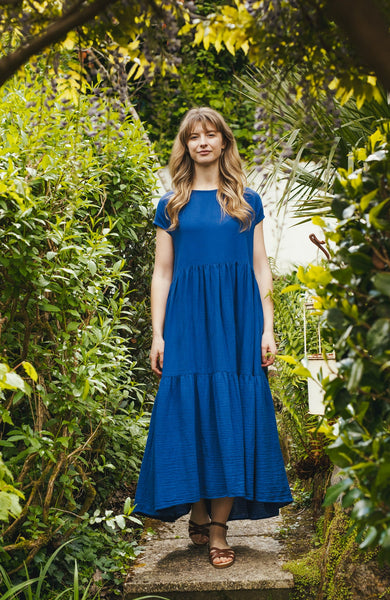 Emily Blue crinkle cotton maxi dress