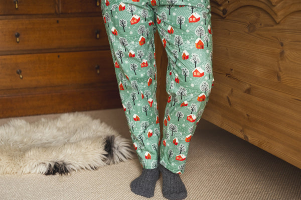 SALE Cosy Christmas print organic cotton pyjama trousers