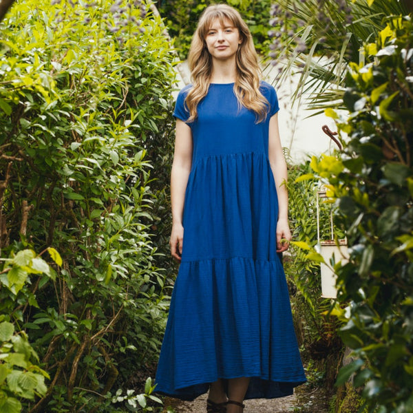 Emily Blue crinkle cotton maxi dress