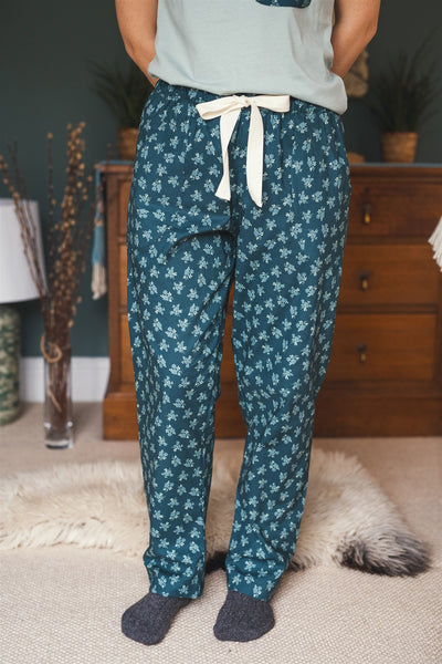 SALE Teal rose organic cotton pyjamas trousers