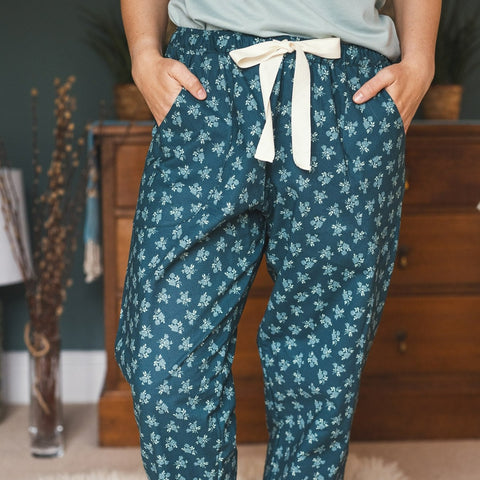 SALE Teal rose organic cotton pyjamas trousers