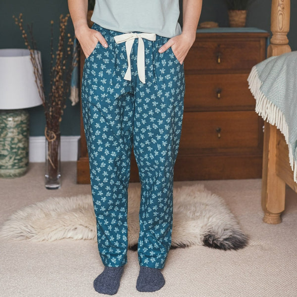 SALE Teal rose organic cotton pyjamas trousers