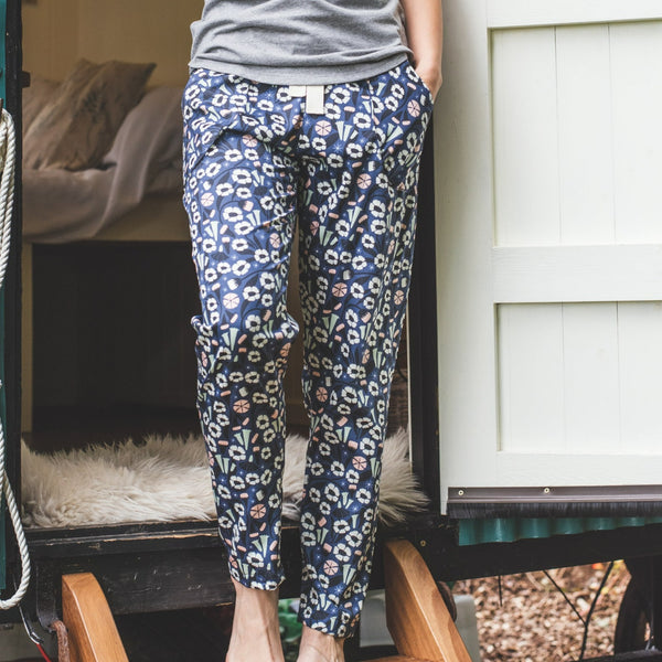 SALE - Floral print organic cotton pyjama trousers