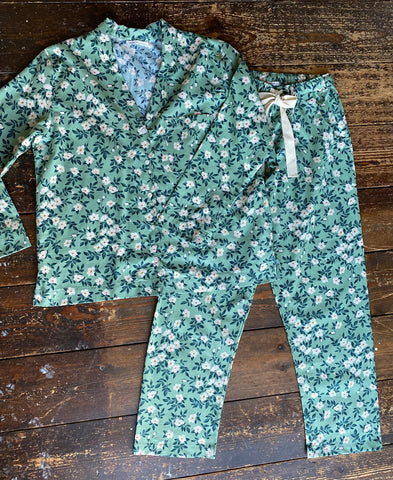 SALE - Bramble print organic cotton pyjamas - trousers & shirt size M