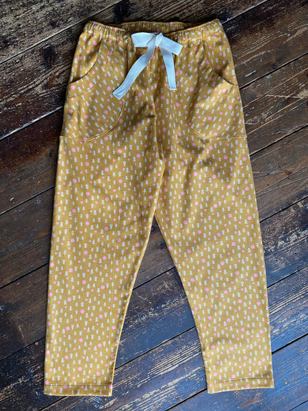 SALE - Gold trees brushed organic cotton pyjama trousers size S