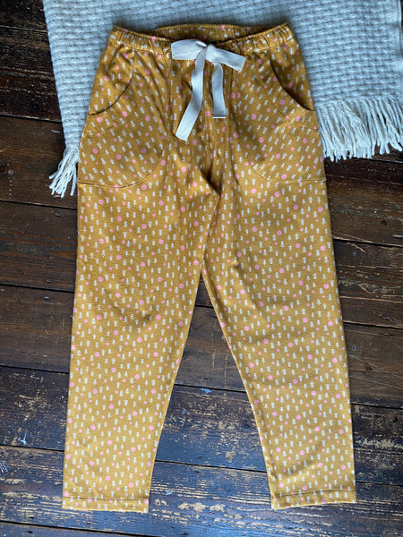 SALE - Gold trees brushed organic cotton pyjama trousers size S