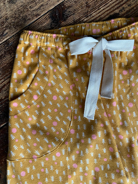 SALE - Gold trees brushed organic cotton pyjama trousers size S